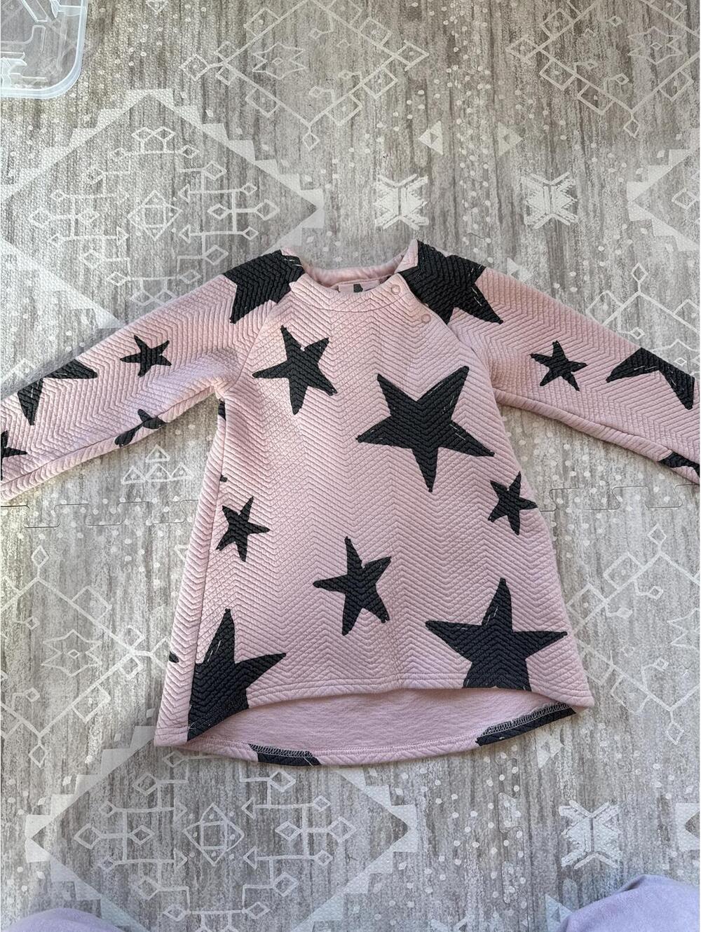 Minene Pink Star Patterned Long Sleeve Top for Toddlers 2Y